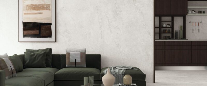 Lastra Stellar White 120x280x0.6 cm, gri, model ciment, finisaj mat - imagine 2