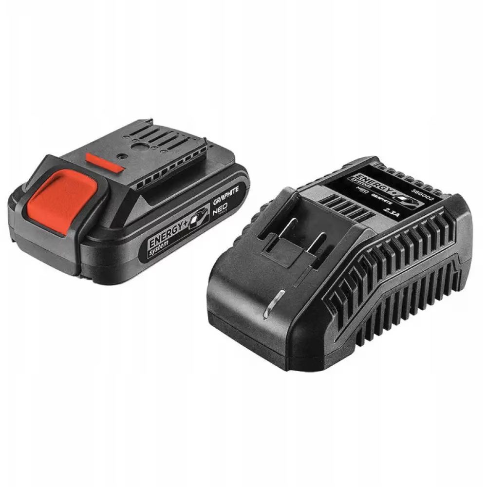 res_c1a6dca75ac53af2e1335925de7639b6 Kit Energy+ GRAPHITE: Acumulator Li-Ion 18V 2Ah cu încărcător 58GE131 - imagine 1