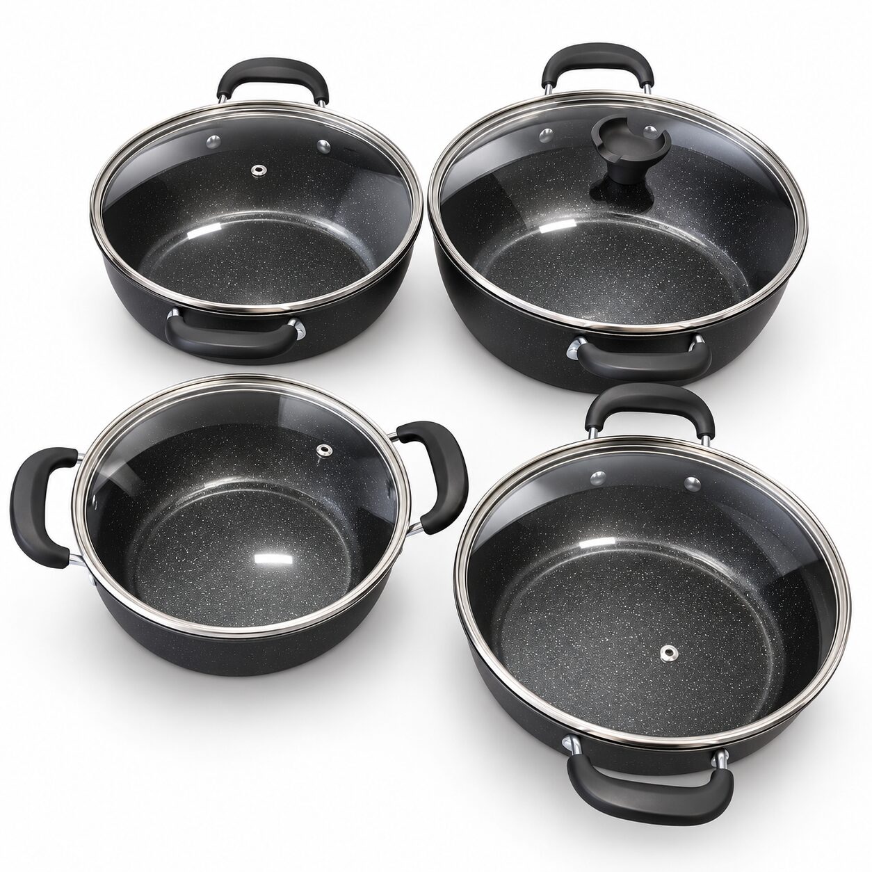 1710969_big.jpg Set 4 oale de gatit cu capace, dimensiuni 24, 26, 28 ?i 30 cm - imagine 1